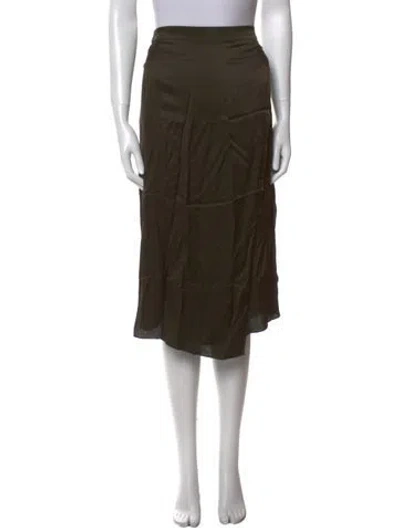 Pre-owned Vince Silk Midi Length Skirt In Green