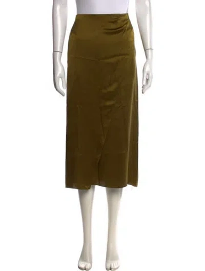 Pre-owned Vince Silk Midi Length Skirt In Green
