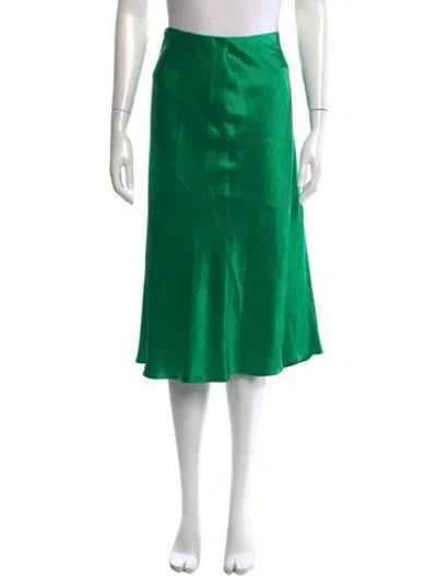 Pre-owned Vince Silk Midi Length Skirt In Green