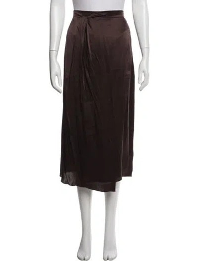 Pre-owned Vince Silk Midi Length Skirt W/ Tags In Brown