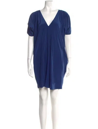 Pre-owned Vince Silk Mini Dress In Blue