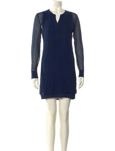 Pre-owned Vince Silk Mini Dress In Blue