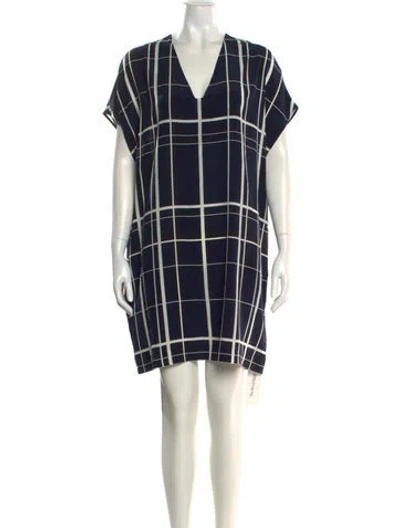 Pre-owned Vince Silk Mini Dress In Blue