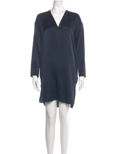 Pre-owned Vince Silk Mini Dress In Blue