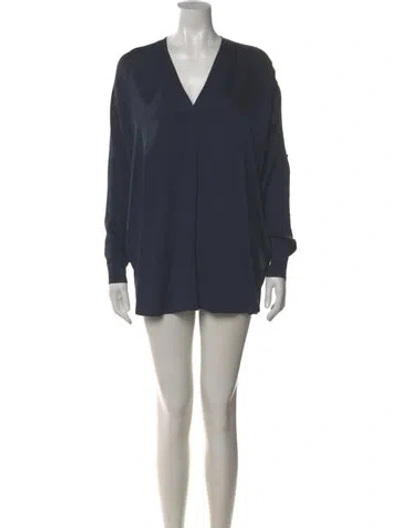 Pre-owned Vince Silk Mini Dress In Blue