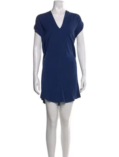 Pre-owned Vince Silk Mini Dress In Blue