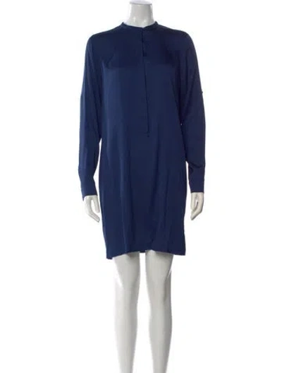 Pre-owned Vince Silk Mini Dress In Blue