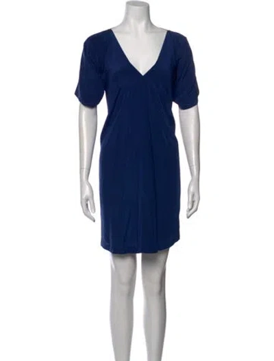 Pre-owned Vince Silk Mini Dress In Blue