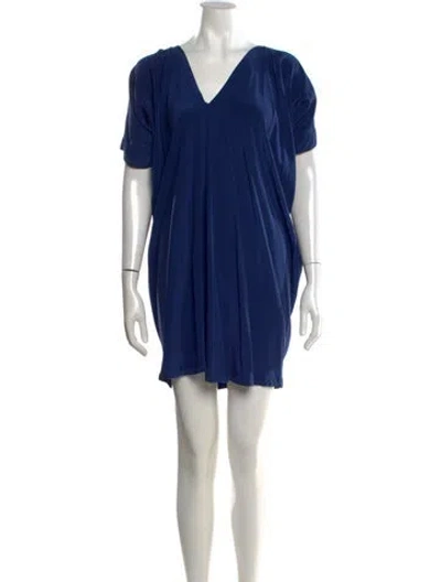 Pre-owned Vince Silk Mini Dress In Blue