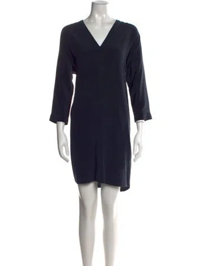 Pre-owned Vince Silk Mini Dress In Blue