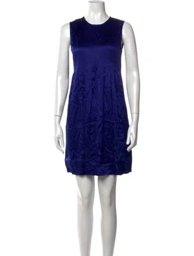 Pre-owned Vince Silk Mini Dress In Blue