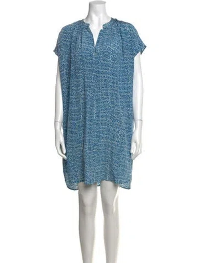 Pre-owned Vince Silk Mini Dress In Blue