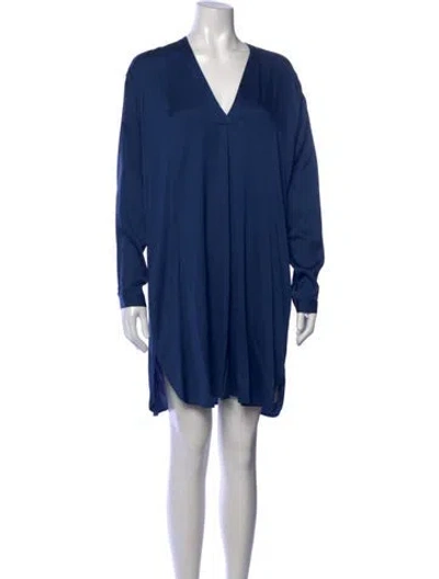 Pre-owned Vince Silk Mini Dress In Blue