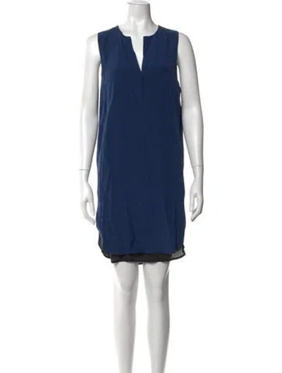 Pre-owned Vince Silk Mini Dress In Blue