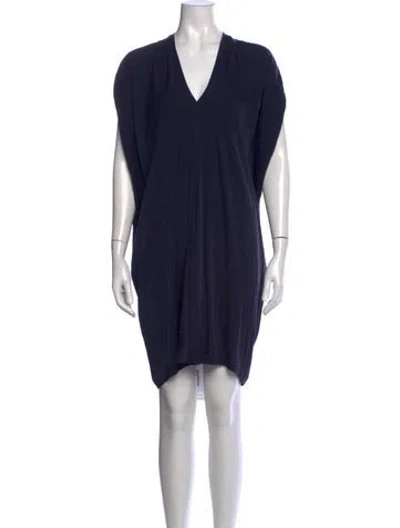 Pre-owned Vince Silk Mini Dress In Blue