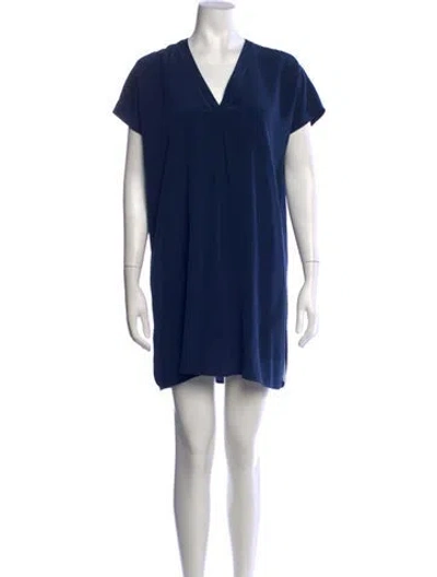 Pre-owned Vince Silk Mini Dress In Blue