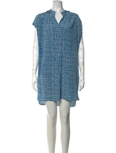 Pre-owned Vince Silk Mini Dress In Blue