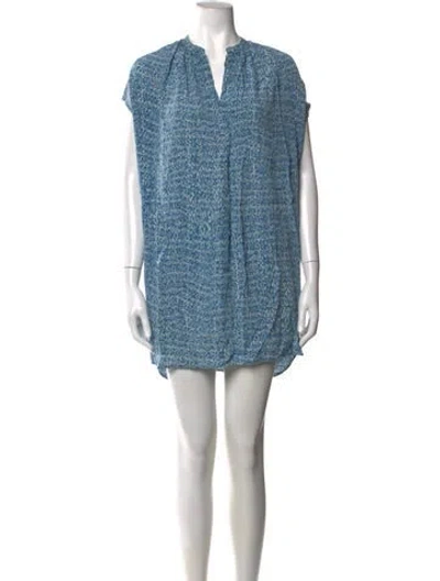 Pre-owned Vince Silk Mini Dress In Blue