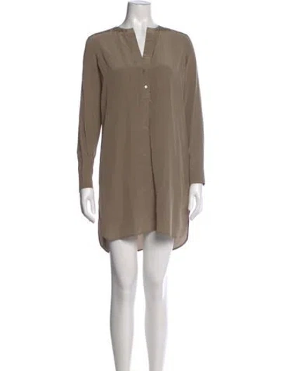 Pre-owned Vince Silk Mini Dress In Brown