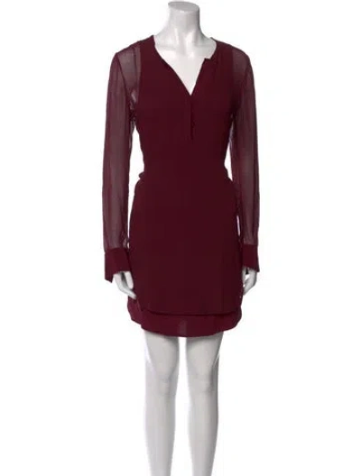 Pre-owned Vince Silk Mini Dress In Burgundy