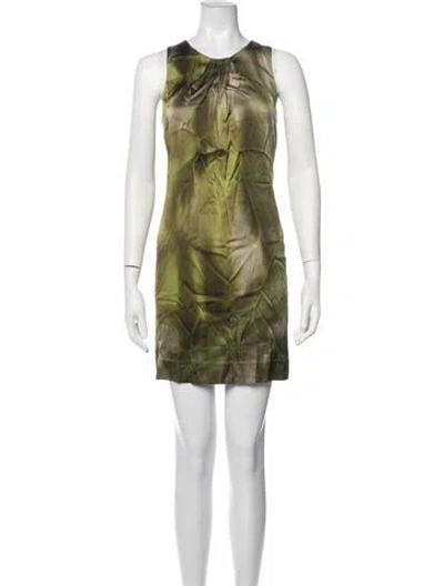 Pre-owned Vince Silk Mini Dress In Green