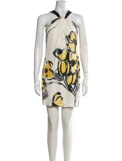 Pre-owned Vince Silk Mini Dress In Neutrals/yellow