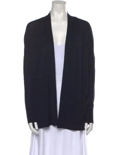 Pre-owned Vince Silk Open Front Sweater In Blue