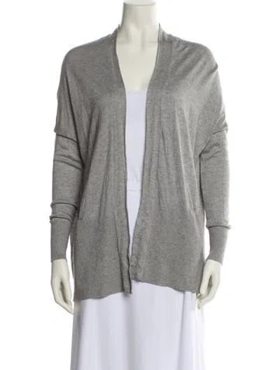 Pre-owned Vince Silk Open Front Sweater In Gray
