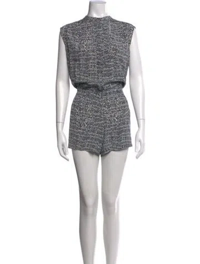 Pre-owned Vince Silk Patterned Romper In Blue