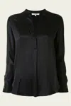 Vince Silk Satin Band Collar Blouse