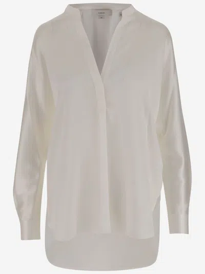 Vince Silk Satin Blouse In White