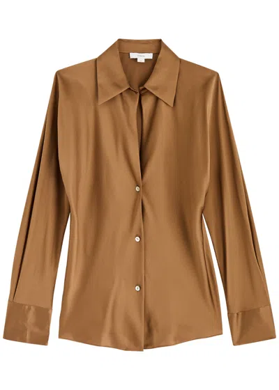 Vince Silk-satin Blouse In Brown