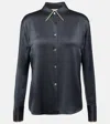 Vince Silk Satin Blouse In Graphite/ Rye