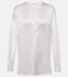 Vince Open Neck Long-sleeved Loose Fit Blouse In White