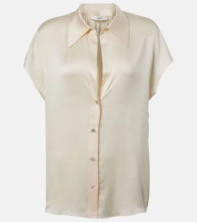 Vince Silk Satin Blouse In White