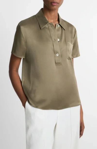 VINCE VINCE SILK SATIN POLO