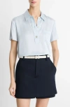Vince Silk Charmeuse Short-sleeve Polo Shirt In Sky Mist