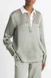 Vince Silk-blend Polo Shirt In Smoky Moss