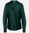 Vince Bias Silk Long-sleeve Blouse In Grün