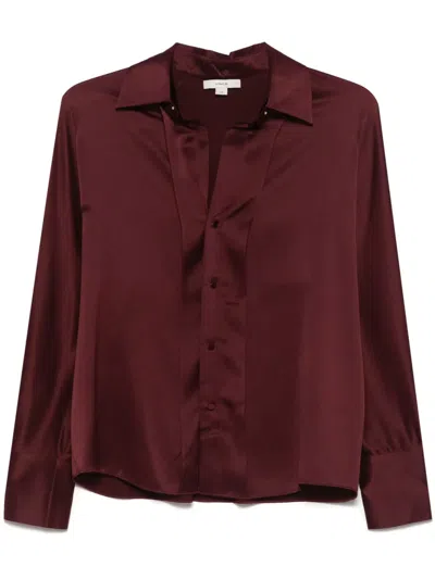 Vince Silk Satin Shirt In Red
