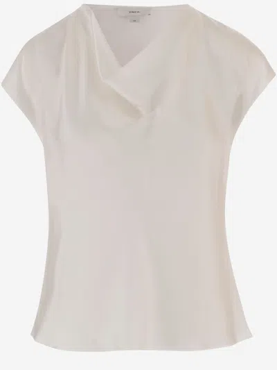Vince Silk Satin Shirt In White
