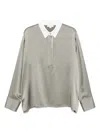 Vince Silk Satin Top In Gray
