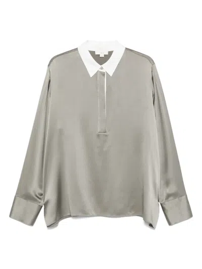 Vince Silk Satin Top In Grey