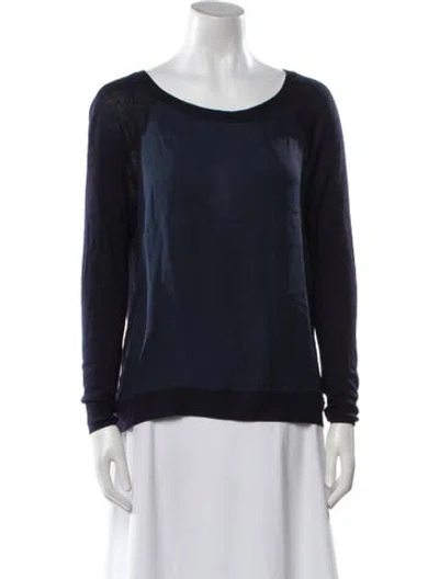 Pre-owned Vince Silk Scoop Neck Sweater In Blue