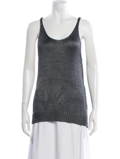 Pre-owned Vince Silk Scoop Neck Sweater In Gray