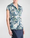 Vince Silk Shimmer Lake Ruched-back Cap-sleeve Blouse In Deep Sea