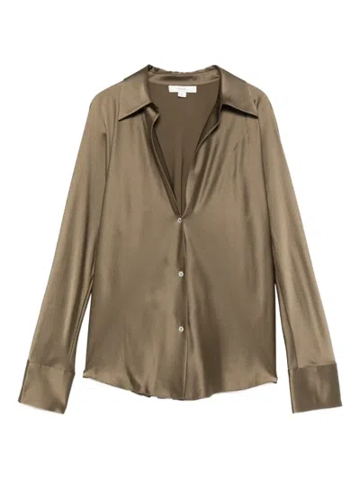 Vince Silk Shirt In Brown