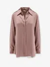 Vince Silk Shirt With Lace Trim In Brown
