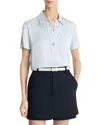 Vince Silk Charmeuse Short-sleeve Polo Shirt In Sky Mist