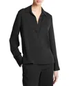 Vince Silk Stretch V Neck Top In Black